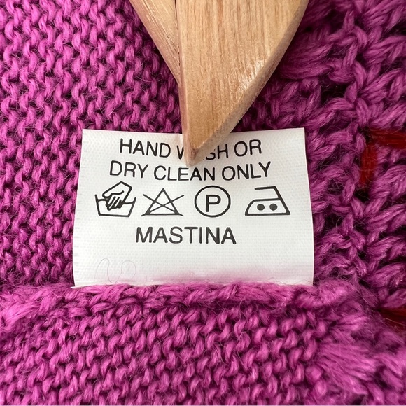 MASTINA Cardigan Wool Blend knitted Fuchsia Crochet Detail Sweater - Picture 9 of 14